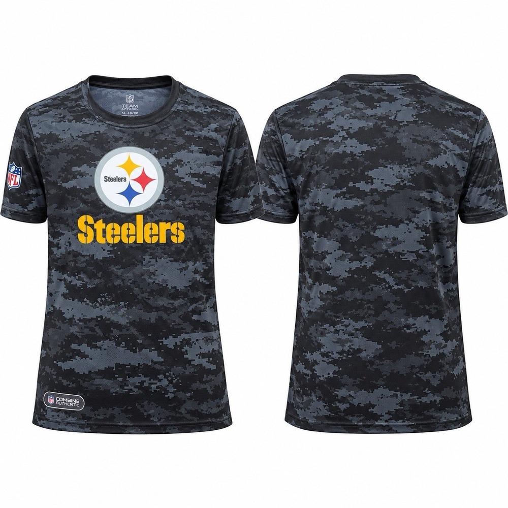 Pittsburgh Steelers Youth XL 18/20 Camo Performance T-Shirt NFL Team Apparel NWT
